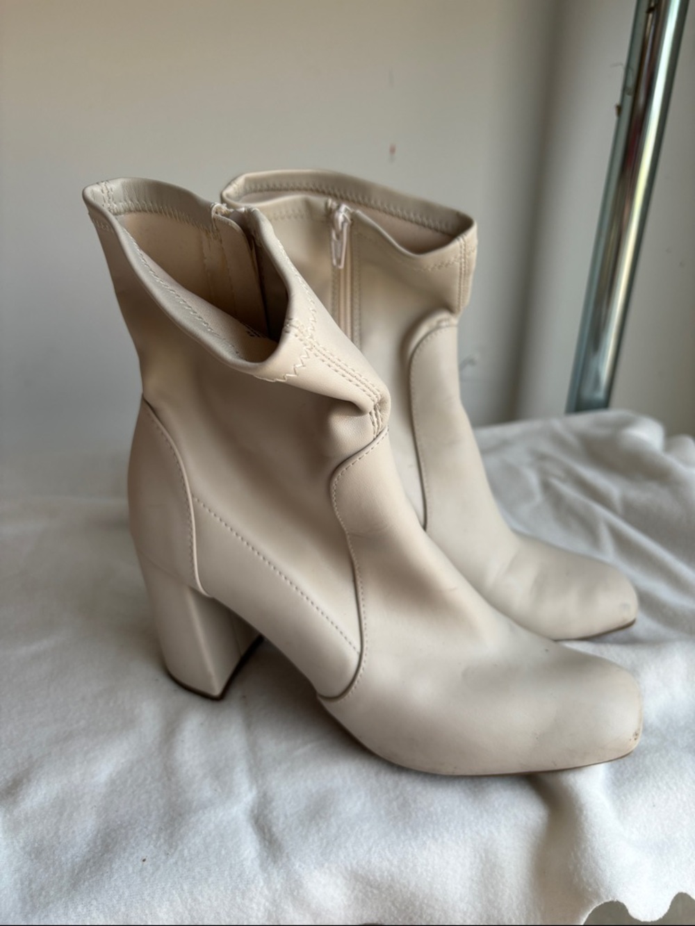 Target Cream Ankle Boots with Block Heel